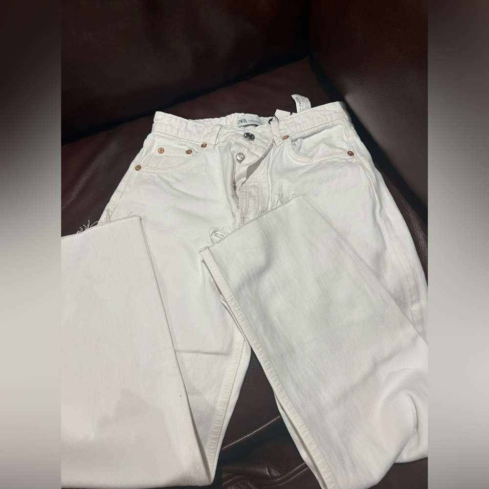 Zara white straight jeans